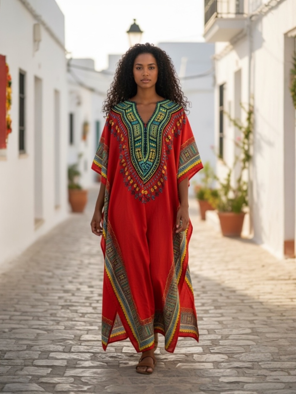Sante Classics Embellished Red Boho Kaftan
